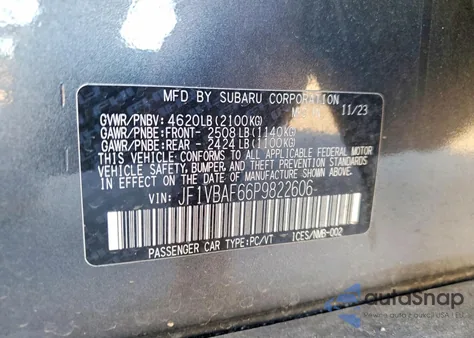 2023 Subaru Wrx Premium из США, поврежденный, VIN JF1VBAF66P9822606